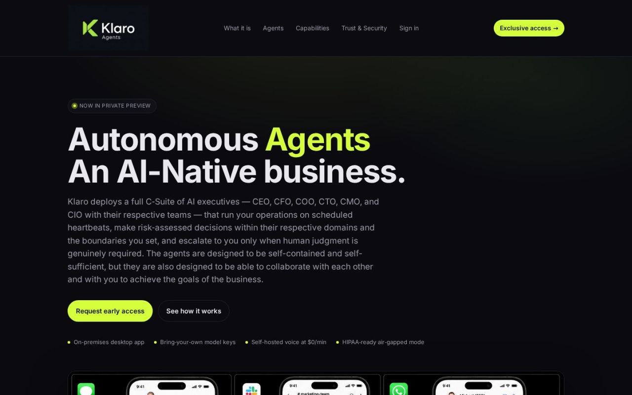 KlaroAgents screenshot